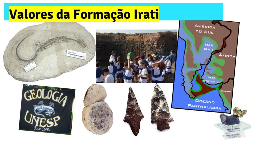 valores da formação Irati incluem rochas, fósseis, roteiros didáticos, artefatos pré-históricos, entre outros