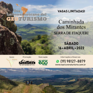 flyer de divulgação da caminhada comemorativa do dia latinoamericano e caribenho do geoturismo 2022