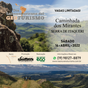 flyer de divulgação da caminhada comemorativa do dia latinoamericano e caribenho do geoturismo 2022